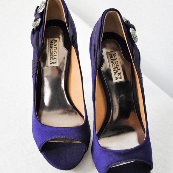 Badgley Mishka Purple Satin High Heels - Picture 11 of 12